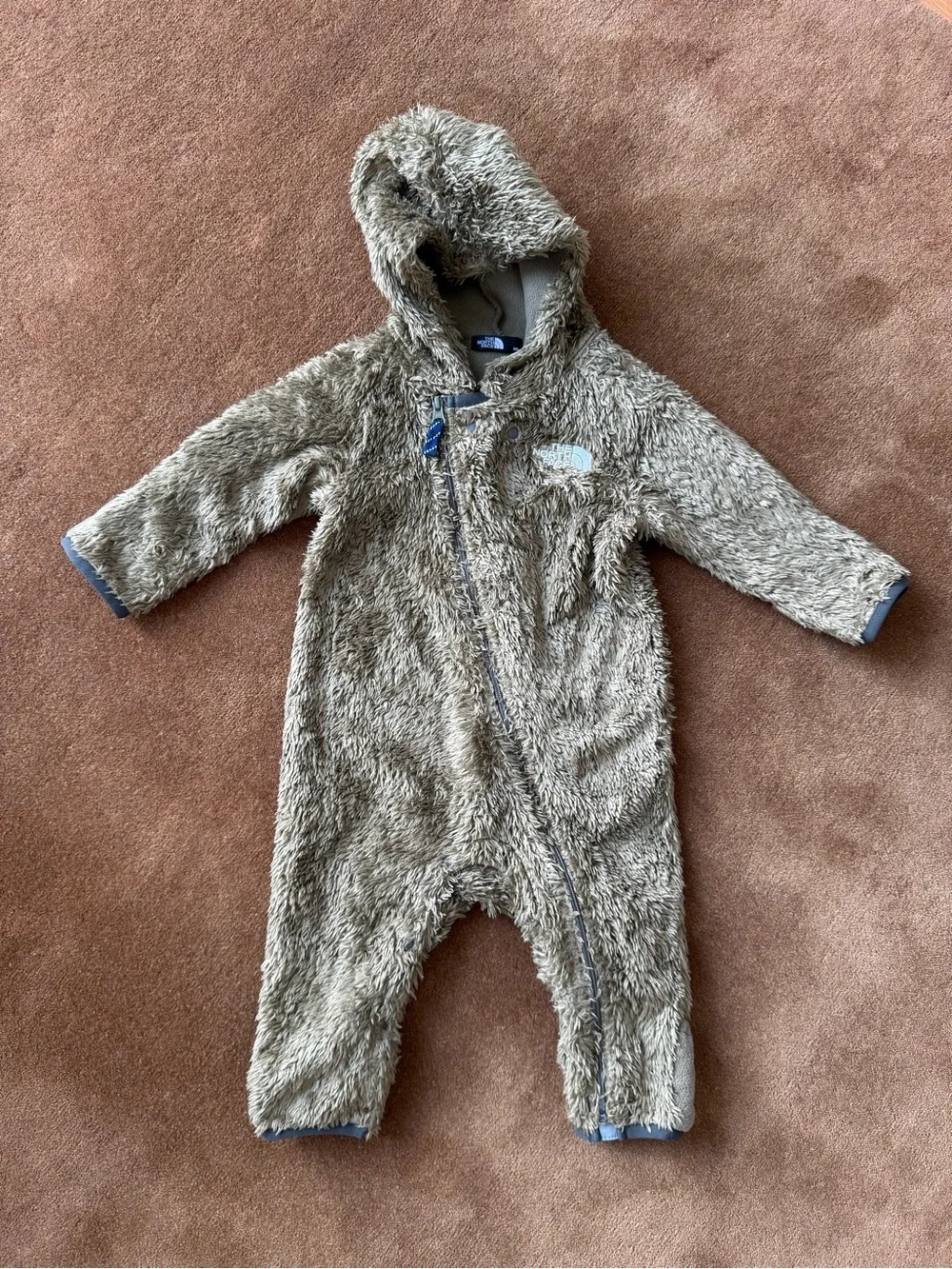 The North Face fleece faux fur baby snowsuit